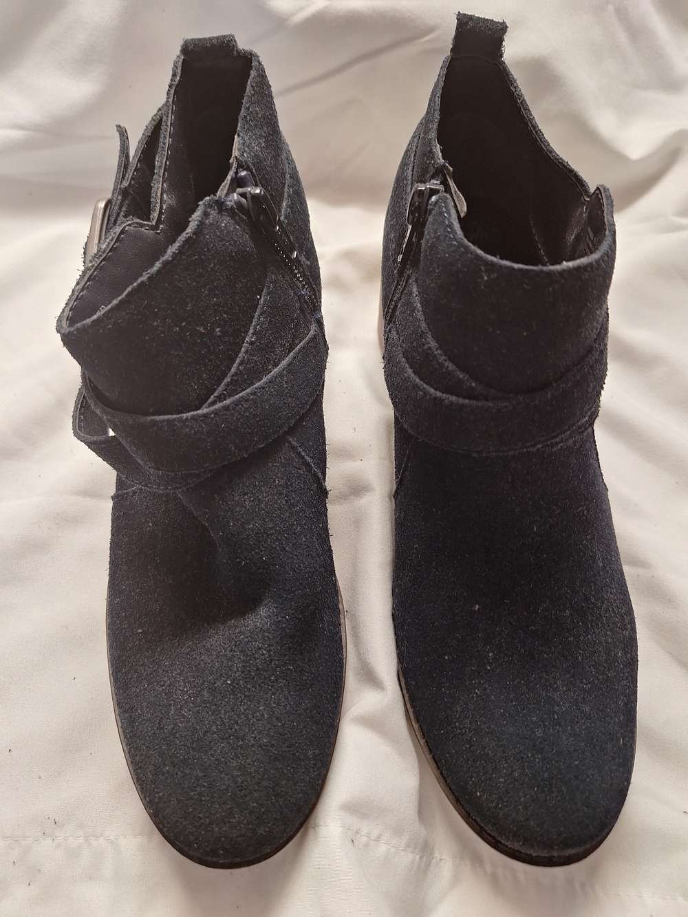 Women's Black Suede Ankle Boots with Side Buckle